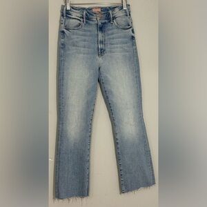 MOTHER The Hustler Ankle Fray Jeans Sz 27 High Rise Light Wash